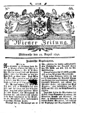 Wiener Zeitung 17910817 Seite: 1