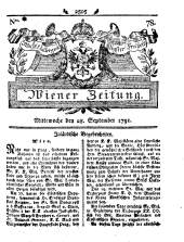 Wiener Zeitung 17910928 Seite: 1