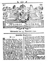 Wiener Zeitung 17911123 Seite: 1