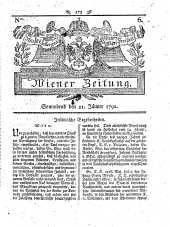 Wiener Zeitung 17920121 Seite: 1