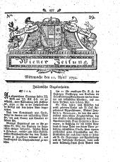 Wiener Zeitung 17920411 Seite: 1