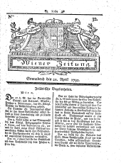 Wiener Zeitung 17920421 Seite: 1