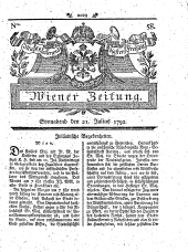 Wiener Zeitung 17920721 Seite: 1