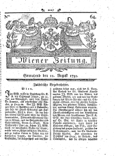 Wiener Zeitung 17920811 Seite: 1