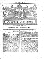 Wiener Zeitung 17920908 Seite: 1