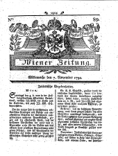 Wiener Zeitung 17921107 Seite: 1