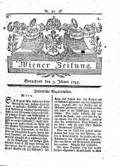 Wiener Zeitung 17930105 Seite: 1