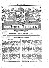 Wiener Zeitung 17930209 Seite: 1