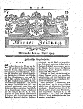Wiener Zeitung 17930424 Seite: 1