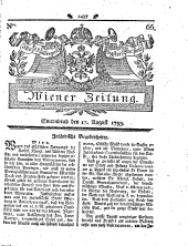 Wiener Zeitung 17930817 Seite: 1