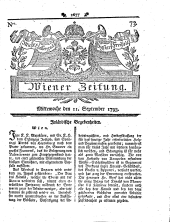 Wiener Zeitung 17930911 Seite: 1