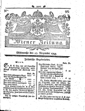 Wiener Zeitung 17931127 Seite: 1