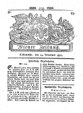 Wiener Zeitung 18001119 Seite: 1