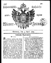 Wiener Zeitung 18090405 Seite: 1