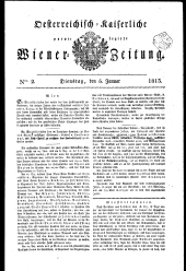 Wiener Zeitung 18130105 Seite: 1