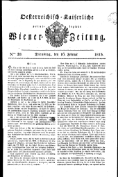 Wiener Zeitung 18130216 Seite: 1