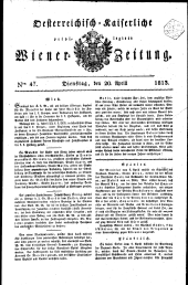 Wiener Zeitung 18130420 Seite: 1