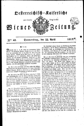 Wiener Zeitung 18130422 Seite: 1