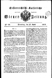 Wiener Zeitung 18130427 Seite: 1