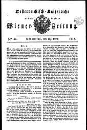 Wiener Zeitung 18130429 Seite: 1