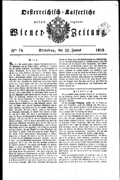 Wiener Zeitung 18130622 Seite: 1
