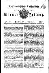 Wiener Zeitung 18130914 Seite: 1