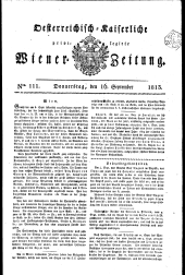 Wiener Zeitung 18130916 Seite: 1