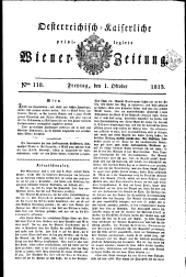 Wiener Zeitung 18131001 Seite: 1