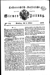 Wiener Zeitung 18131002 Seite: 1