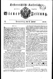 Wiener Zeitung 18140106 Seite: 1
