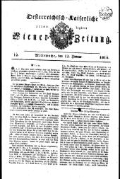 Wiener Zeitung 18140112 Seite: 1