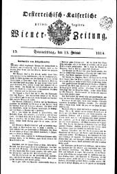 Wiener Zeitung 18140113 Seite: 1