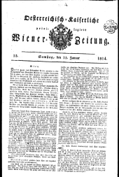 Wiener Zeitung 18140115 Seite: 1