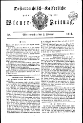 Wiener Zeitung 18140202 Seite: 1