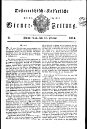 Wiener Zeitung 18140210 Seite: 1