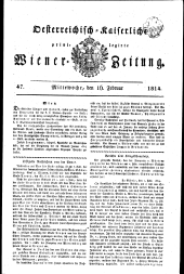 Wiener Zeitung 18140216 Seite: 1