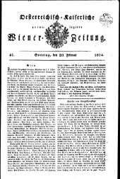 Wiener Zeitung 18140220 Seite: 1