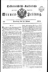 Wiener Zeitung 18140222 Seite: 1