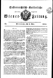 Wiener Zeitung 18140302 Seite: 1