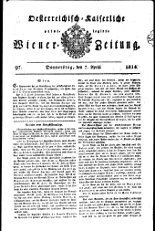 Wiener Zeitung 18140407 Seite: 1