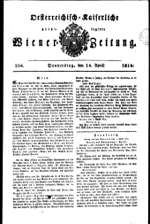 Wiener Zeitung 18140414 Seite: 1