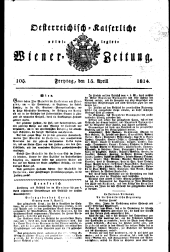 Wiener Zeitung 18140415 Seite: 1