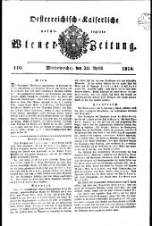 Wiener Zeitung 18140420 Seite: 1