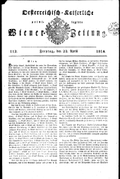 Wiener Zeitung 18140422 Seite: 1