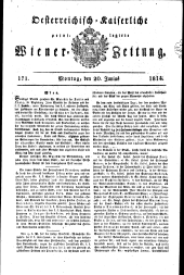 Wiener Zeitung 18140620 Seite: 1