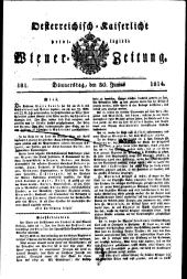 Wiener Zeitung 18140630 Seite: 1