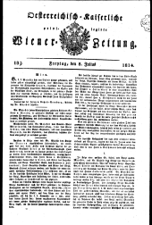 Wiener Zeitung 18140708 Seite: 1