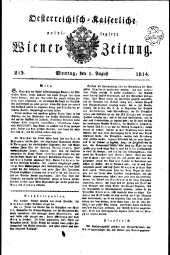 Wiener Zeitung 18140801 Seite: 1