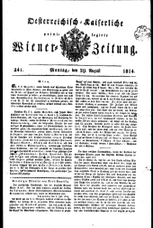 Wiener Zeitung 18140829 Seite: 1