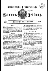 Wiener Zeitung 18140914 Seite: 1